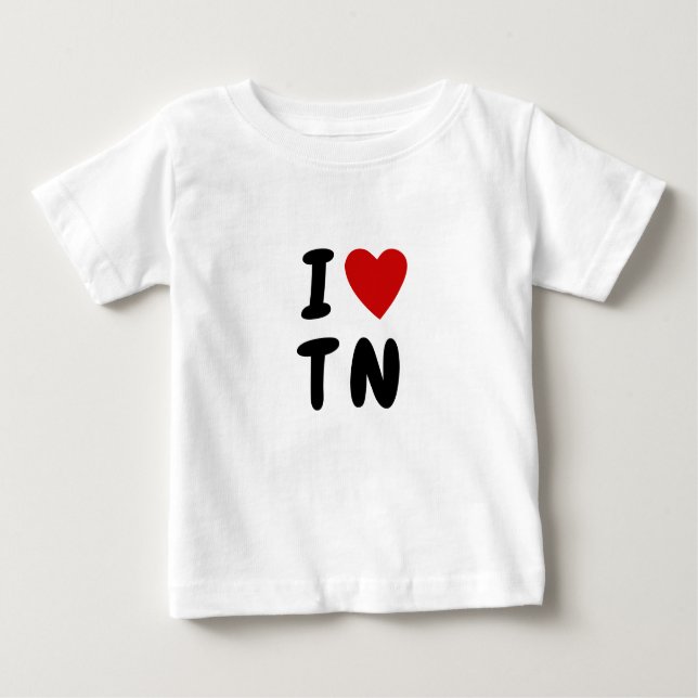 T-shirt Pour Bébé J'aime T N | Texte personnalisé de coeur TN Tennes (Devant)
