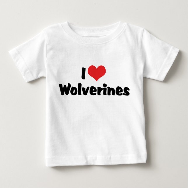 T-shirt Pour Bébé J'aime Wolverines de cœur (Devant)