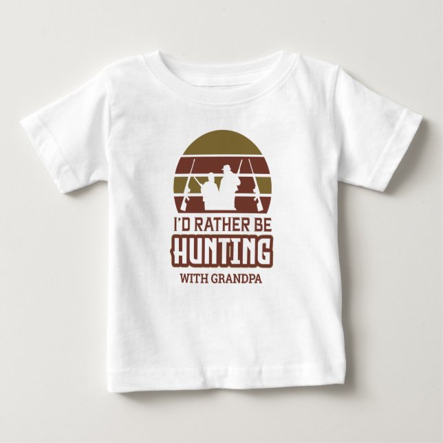 T-shirt Pour Bébé J'aimerais mieux chasser avec grand-père   (Devant)