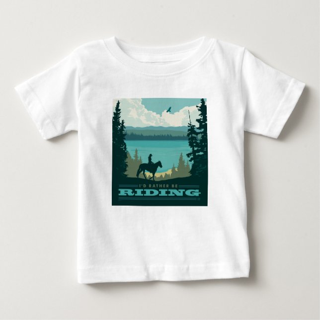 T-shirt Pour Bébé J'aimerais mieux être à cheval (Devant)