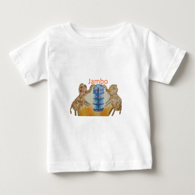 T-shirt Pour Bébé Jambo Jumbo African Kids Elephants Art Imprimer (Devant)