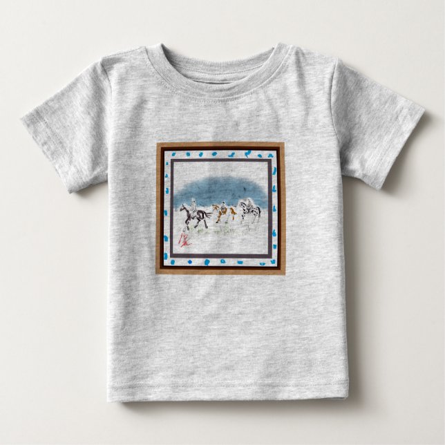 T-shirt Pour Bébé Japanese horse samurai art equestrian sumi (Devant)
