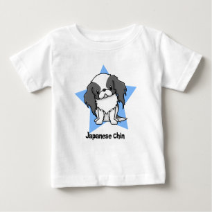 T-shirt Pour Bébé Japonais Chin de noir d'étoile de Kawaii