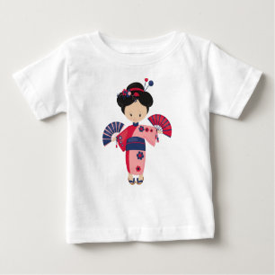T-shirt Pour Bébé Japonaise, Japon, Mignonne fille, Kimono rose