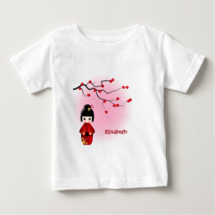 T-shirt Pour Bébé Japonaise kokeshi doll sakura nom bébé chemise fil