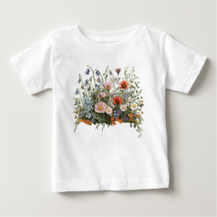 T-shirt Pour Bébé Jardin botanique de fleurs de prairie fleurie