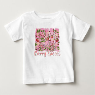 T-shirt Pour Bébé Jardin de fraises sucré aquarelle florale