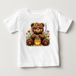 T-shirt Pour Bébé 🍯🐻 Jardin de miel ours mignon cadeau bébé ✨