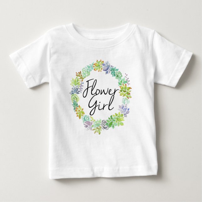 T-shirt Pour Bébé Jardin Succulent | Fille de fleurs d'aquarelle (Devant)