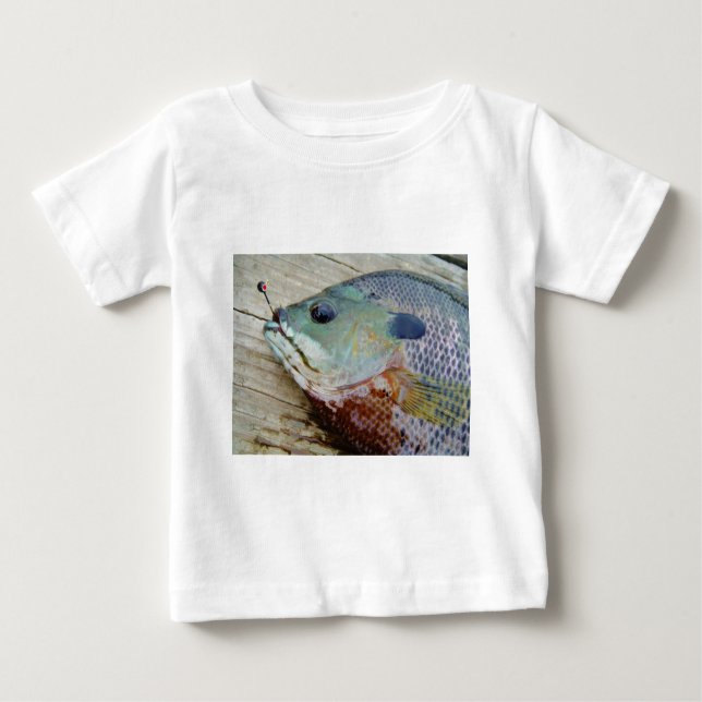 T-shirt Pour Bébé jaune bleu violet turquoise, poisson rouge sur qua (Devant)