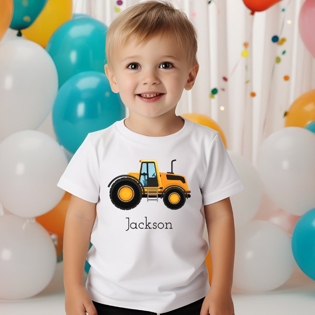 T-shirt Pour Bébé Jaune Construction voiture Excavateur famille Anni (Créateur téléchargé)