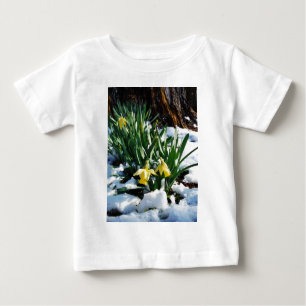 T-shirt Pour Bébé Jaune Daffodils fleurs dans la neige