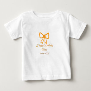 T-shirt Pour Bébé Jaune orange jaune aquarelle rétro heureux anniver