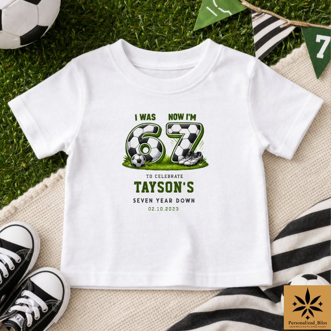 T-shirt Pour Bébé J'avais 6 ans, maintenant j'ai 7 ans Football Anni (I Was 6, Now I’m 7 Soccer Birthday – All-Star Part Baby T-Shirt
)