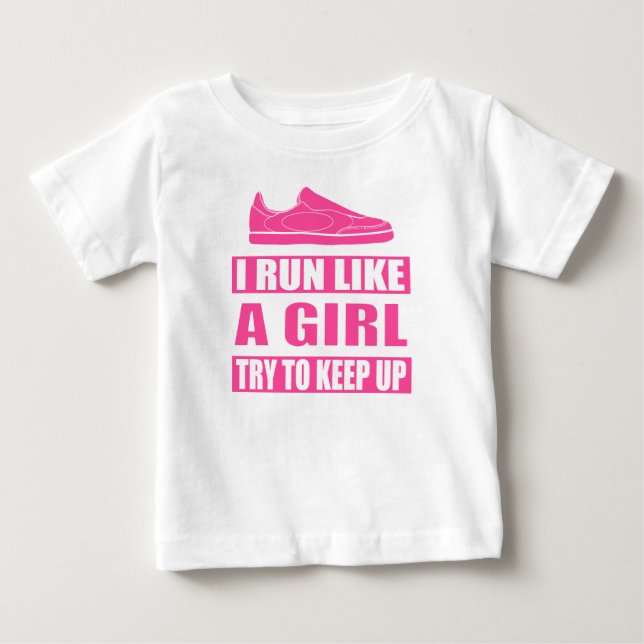T-shirt Pour Bébé Je cours comme une fille (Devant)