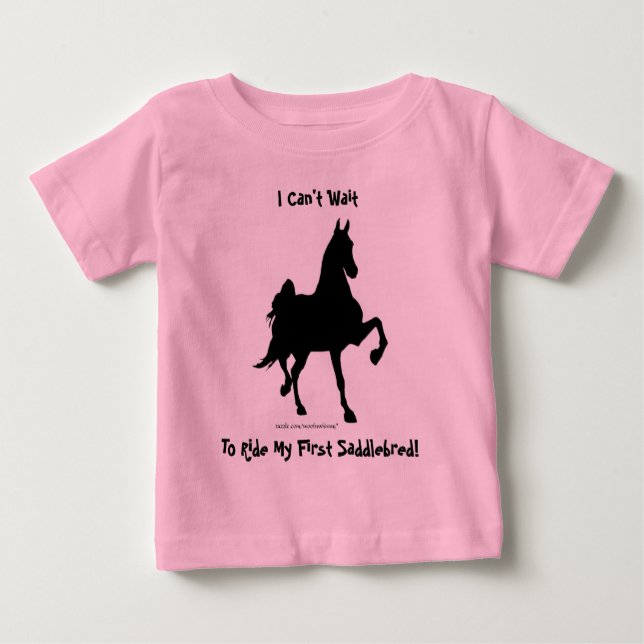 T-shirt Pour Bébé Je ne peux pas attendre pour monter mon premier (Devant)