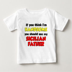 T-shirt Pour Bébé Je pense que je suis un beau père sicilien