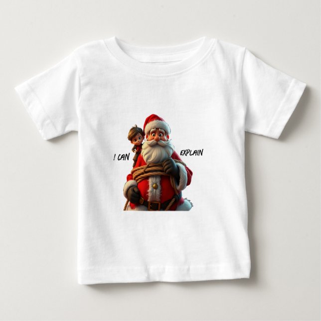 T-shirt Pour Bébé Je peux expliquer, Santa Claus de dessin animé et  (Devant)