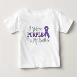 T-shirt Pour Bébé Je Porte Du Violet Pour Mon Frère (Ruban Violet)