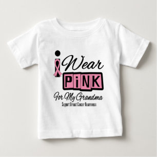T-shirt Pour Bébé Je porte la grand-maman rose de cancer du sein