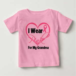 T-shirt Pour Bébé Je porte le cancer du sein rose de grand-maman de