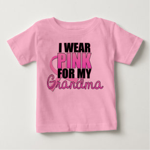 T-shirt Pour Bébé Je porte le rose pour ma grand-maman - cancer du