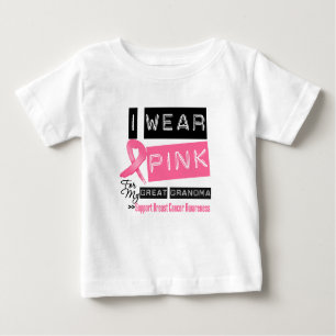 T-shirt Pour Bébé Je porte le rose pour mon grand cancer du sein de