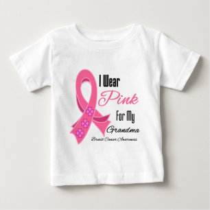 T-shirt Pour Bébé Je Porte Le Ruban Rose Grandma Cancer Du Sein