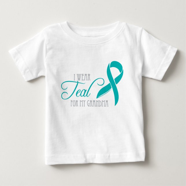 T-shirt Pour Bébé Je porte Turquoise pour ma grand-mère (Devant)