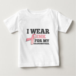 T-shirt Pour Bébé JE PORTE UNE ROSE POUR MA GRAND-MÈRE Cancer du sei