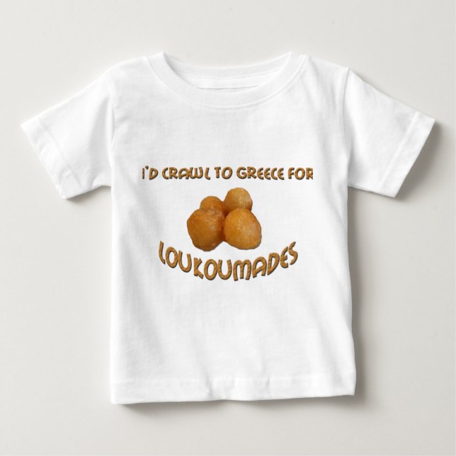 T-shirt Pour Bébé Je ramperais en Grèce pour Loukoumades (Devant)