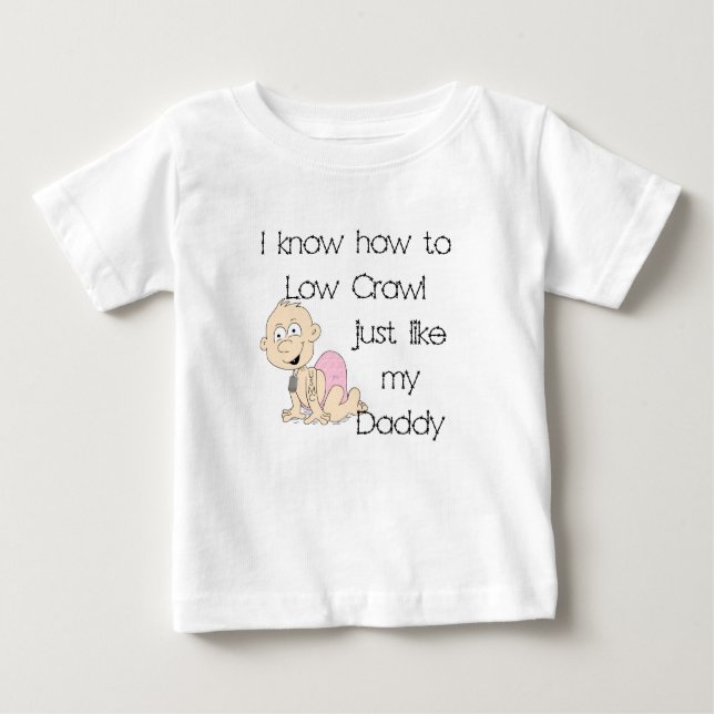 T-shirt Pour Bébé Je sais au bas rampement juste comme mon papa (p (Devant)