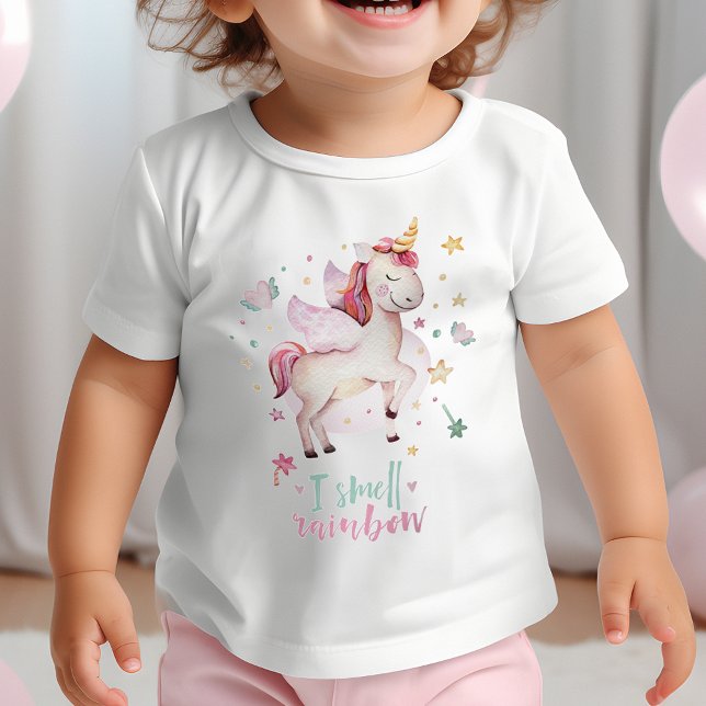 T-shirt Pour Bébé Je Sens Rainbow Fairytale Unicorn Girl (I Smell Rainbow Fairytale Unicorn Girl Baby T-Shirt)