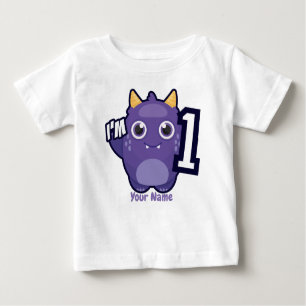 T-shirt Pour Bébé Je suis 1 Monstre Violet Anniversaire