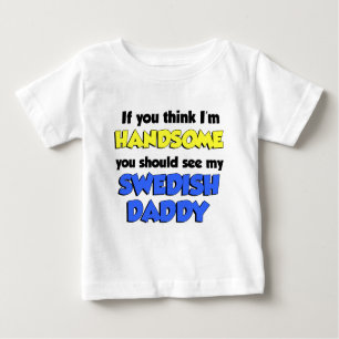 T-shirt Pour Bébé Je suis beau papa suédois
