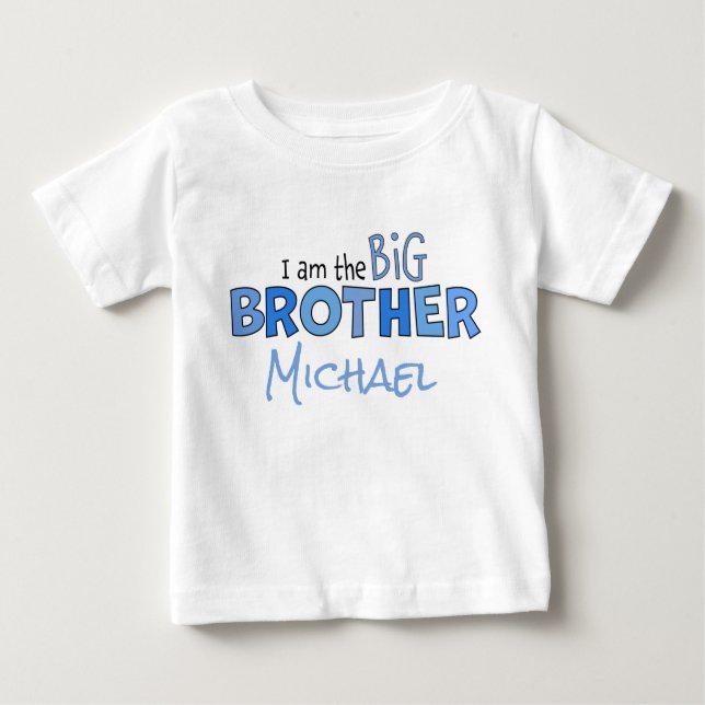 T-shirt Pour Bébé Je suis Big Brother Cute Blue Whimsical (Devant)