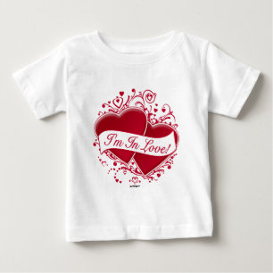 T-shirt Pour Bébé Je suis en amour ! Cœurs rouges