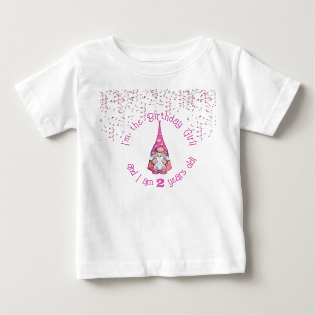 T-shirt Pour Bébé Je suis la fille d'anniversaire Gnome - avec l'âge (Devant)