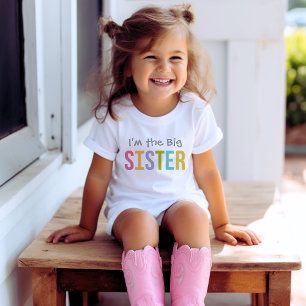 T-shirt Pour Bébé Je suis la Grande Sœur Moderne Fille Colorée