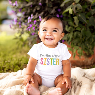 T-shirt Pour Bébé Je suis la Petite Soeur Moderne de la Fille Color