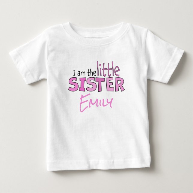 T-shirt Pour Bébé Je suis la petite soeur Whimsical Pink Modern Cute (Devant)