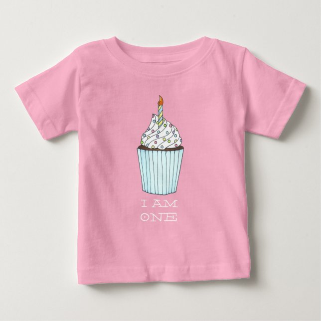 T-shirt Pour Bébé Je suis la première bougie de gâteau d'anniversair (Devant)