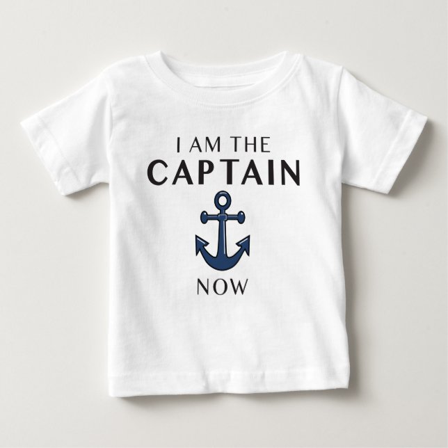 T-SHIRT POUR BÉBÉ JE SUIS LE CAPITAINE NOW (Devant)