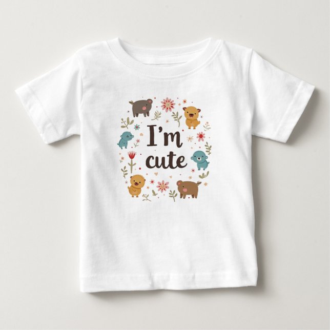 T-shirt Pour Bébé je suis mignon (Devant)