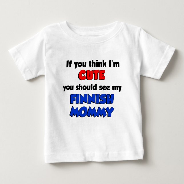 T-shirt Pour Bébé Je suis mignon maman finlandaise (Devant)