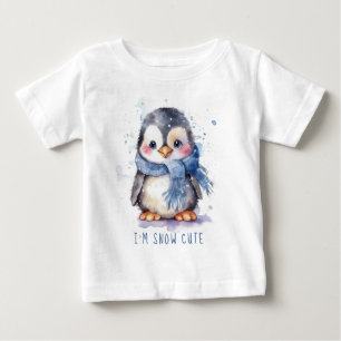 T-shirt Pour Bébé Je suis Mignon Pingouin d'Eau-Forte de l'Hiver de