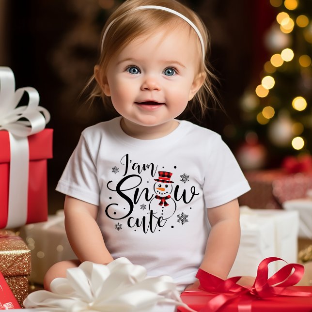 T-shirt Pour Bébé Je suis neige mignonne adorable Snowman Holiday (I am Snow Cute Adorable Snowman Holiday Baby T-Shirt for the Christmas Holidays)