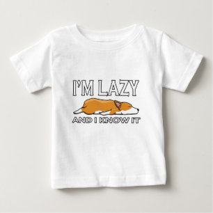 T-shirt Pour Bébé Je suis paresseux et je le sais Chien Corgi drôle