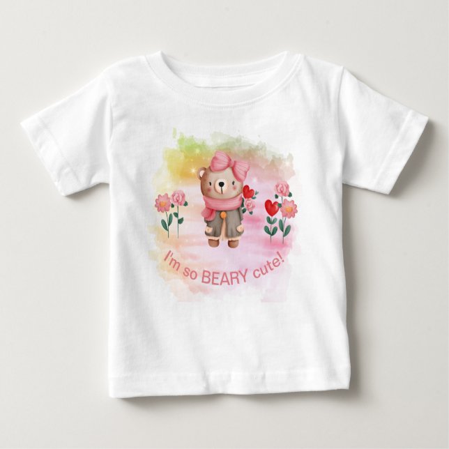 T-shirt Pour Bébé 'Je suis tellement mignonne' Petite ours (Devant)
