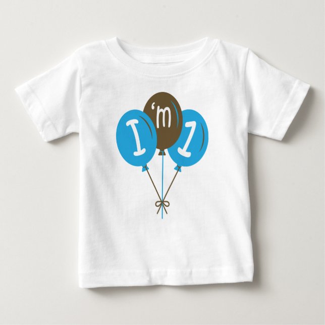 T-shirt Pour Bébé Je suis un 1er anniversaire Bleu Balloon cadeau (Devant)